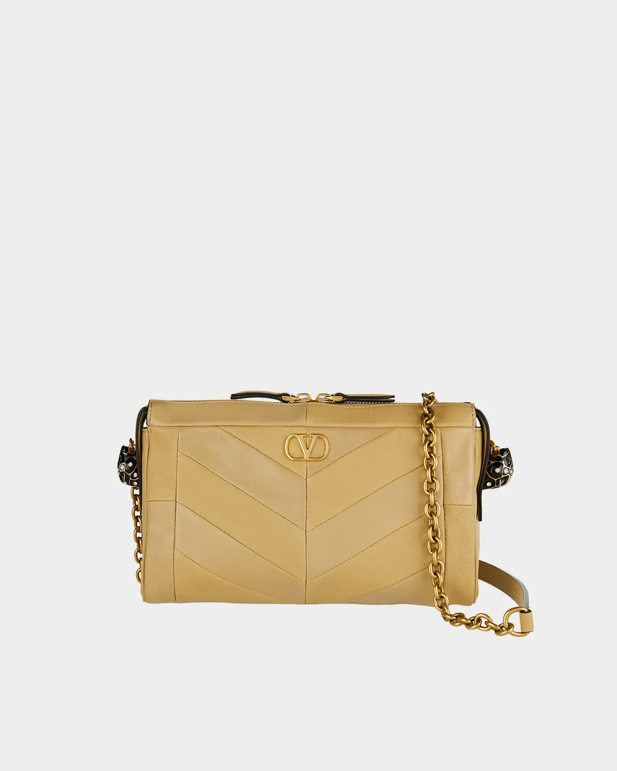 Signature Pleated Shopper Small Panthea style in smooth nappa leather front view