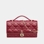 Signature Royal Flap Top Handle Mini bag in cherry red cannage lambskin front view