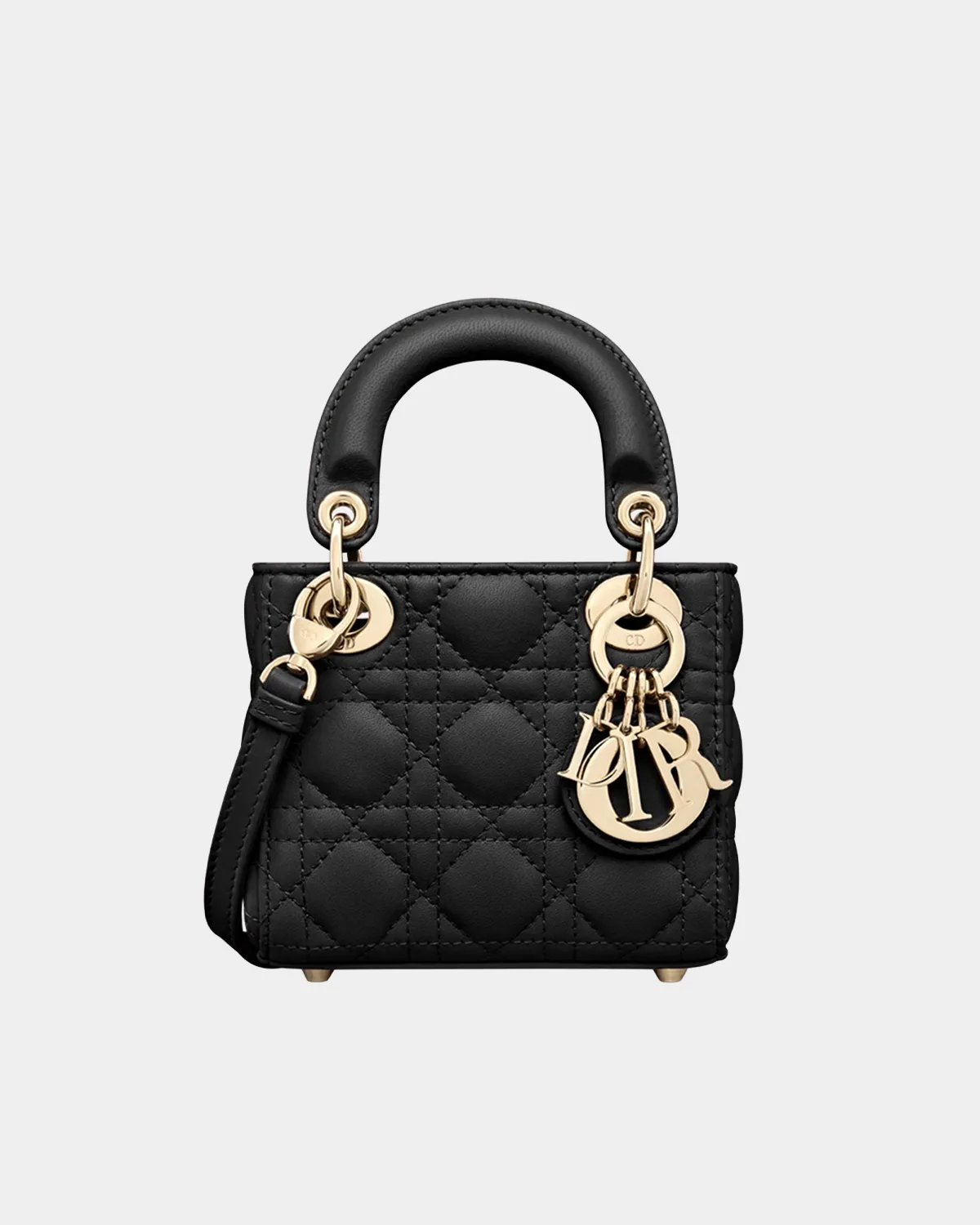 Signature Royal Top Handle Mini bag in black cannage lambskin front view
