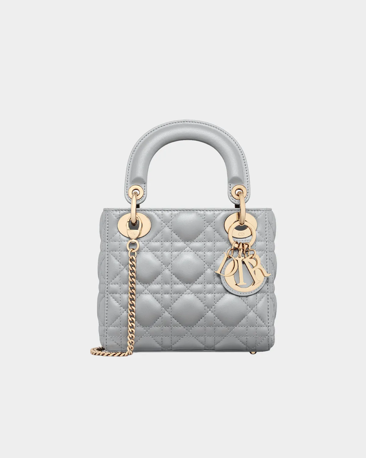 Signature Royal Top Handle Mini bag in pearlescent gray lambskin front view