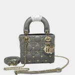 Signature Royal Top Handle Small bag in elegant grey lambskin front view
