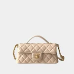 Signature Seasonal Flap Bag in apricot lambskin 25P collection front view