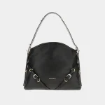 Signature Slouchy Biker Bag Medium in black tumbled leather front view