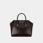 Signature Slouchy Biker Bag Medium in black tumbled leather front view