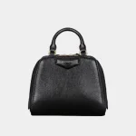 Signature Slouchy Biker Bag Medium in black tumbled leather front view