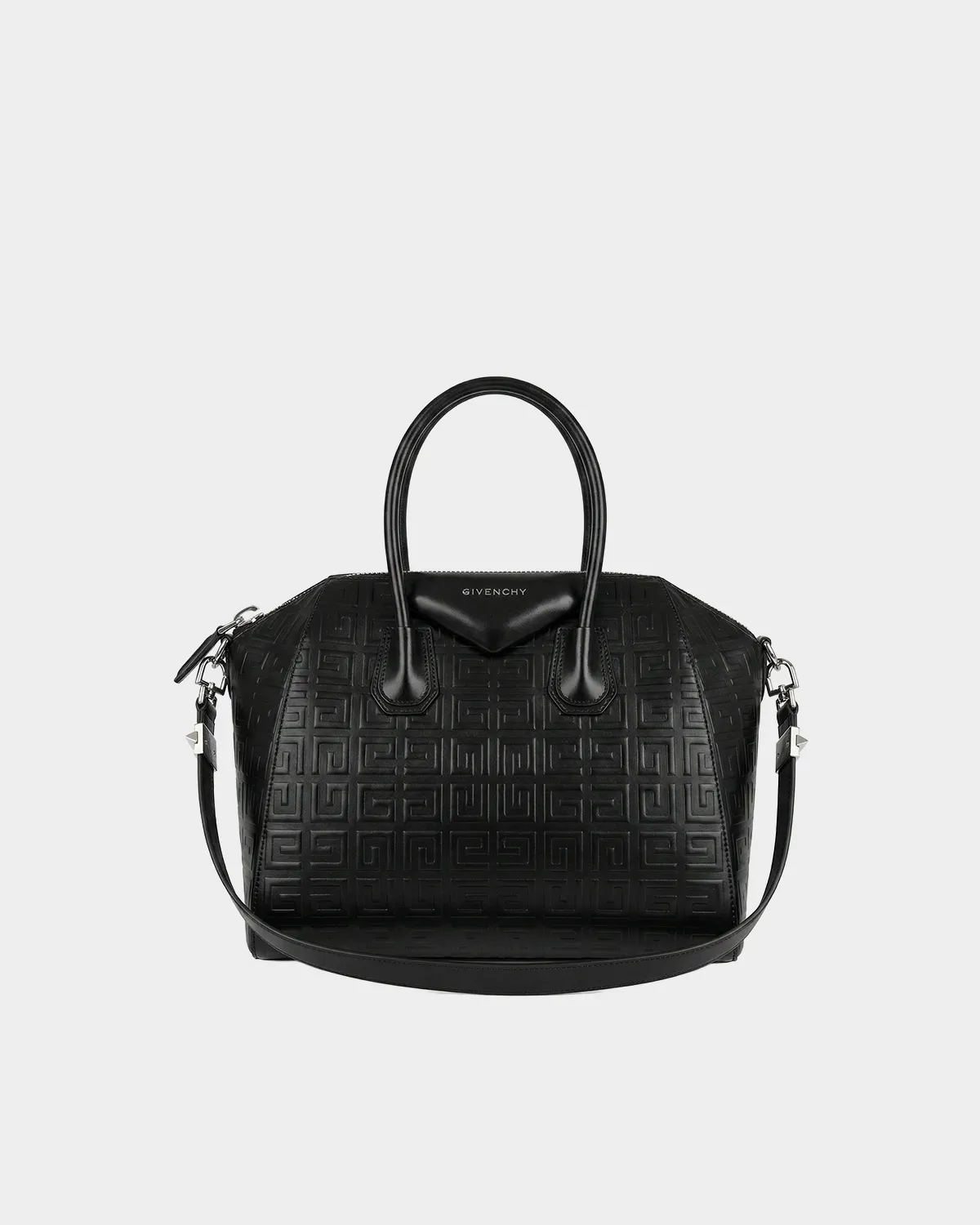 Signature Slouchy Biker Bag Medium in black tumbled leather front view