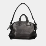 Signature Slouchy Biker Bag Medium in black tumbled leather front view