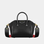 Signature Slouchy Biker Bag Medium in black tumbled leather front view