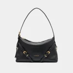 Signature Slouchy Biker Bag Mini in black tumbled leather front view