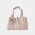 Signature Soft Quilted Tote Medium in powder beige macrocannage leather front view