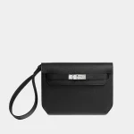 Signature Structured Pouch 25 Kelly Dépêches style in grained leather front view