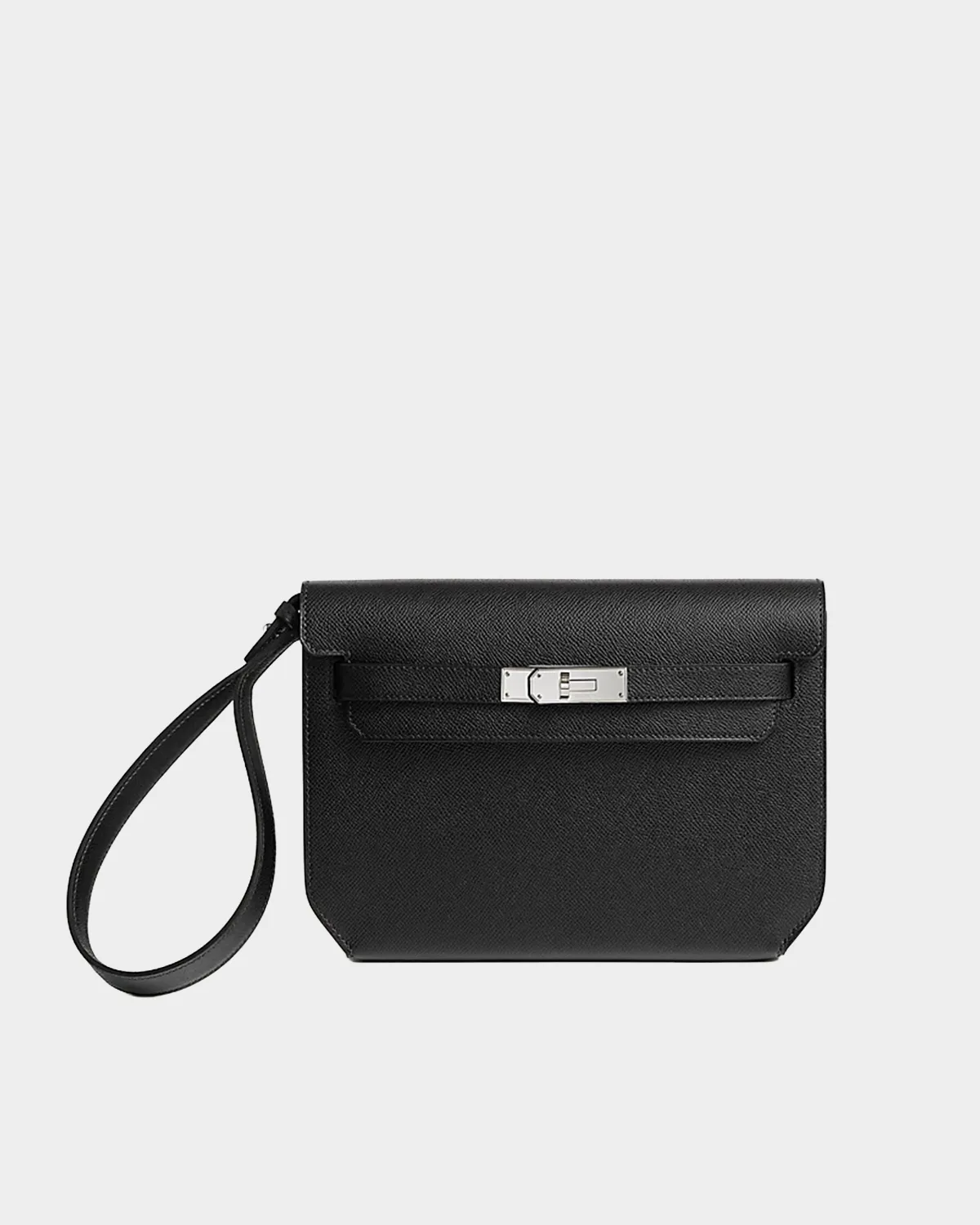 Signature Structured Pouch 25 Kelly Dépêches style in grained leather front view
