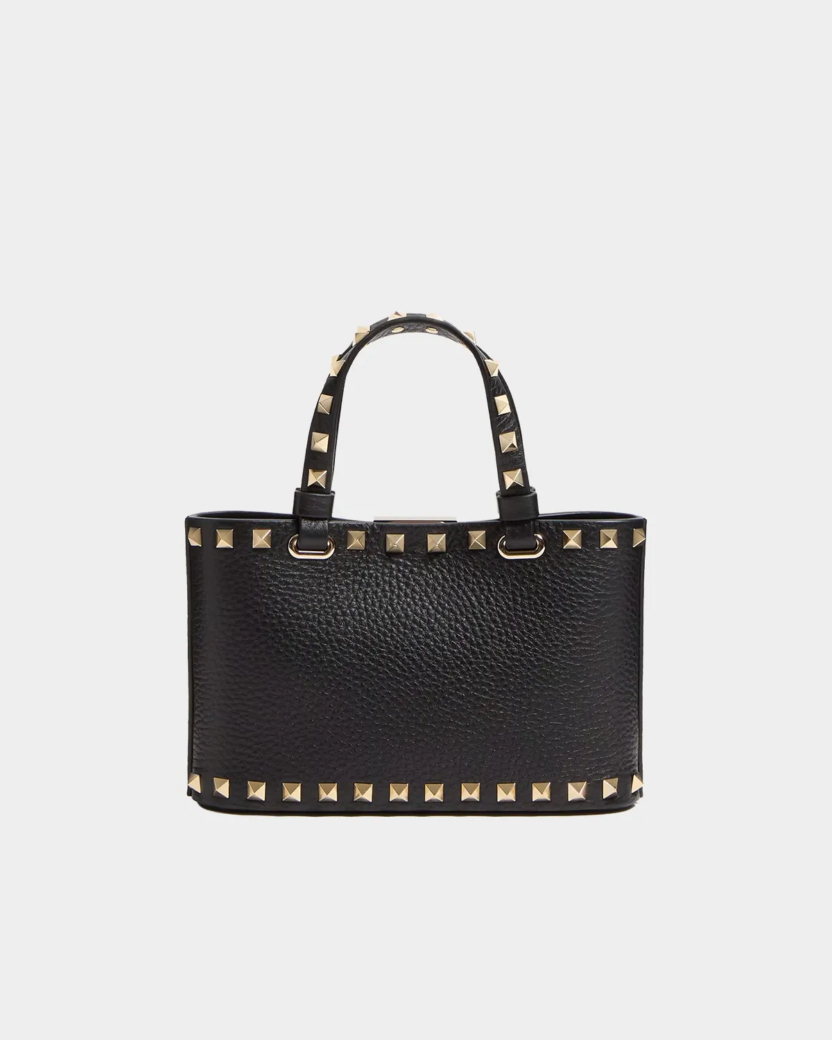 Signature Studded Mini Tote in grained leather front view