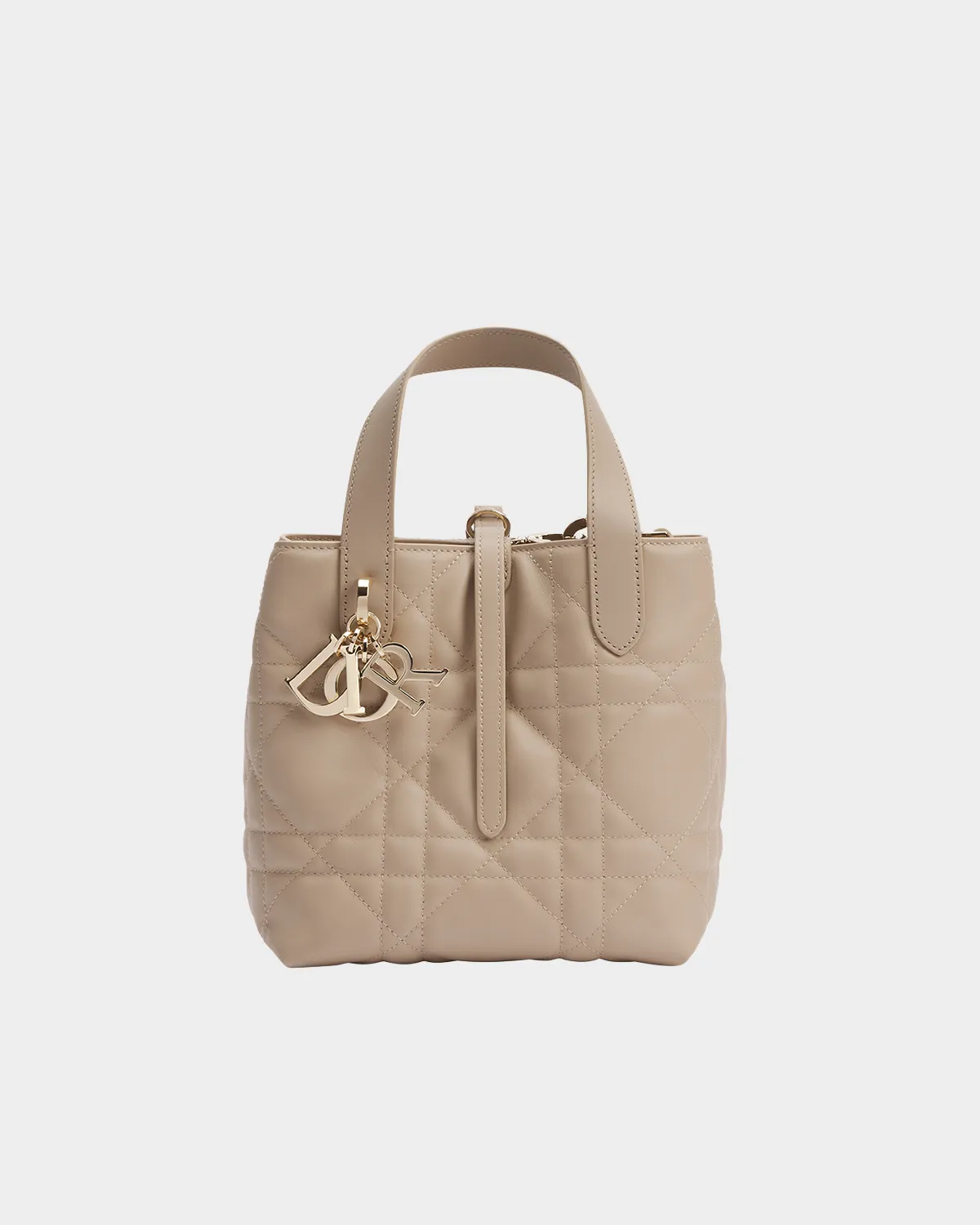 Signature Vertical Quilted Tote Small Toujours style in powder pink leather front view